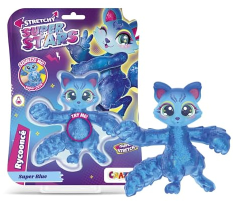 STRETCHY SUPERSTARS Rycoonce - Glibberige & Dehnbare Sammelfiguren mit Schleimfüllung, 6 Verschiedene Charaktere zum Sammeln
