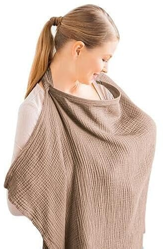 Aohcae Stilltuch für Unterwegs,75 X 95 cm Musselin Stillbezug für Babys Atmungsaktiv, Breastfeeding Cover Stilltuch Stillschürze Still Abdeckung,Geschenke für Mutter (Braun) (Kaffee)