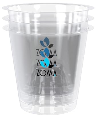 ZOMA - Set mit 3 transparenten Orchideentöpfen mit erhöhtem Boden, Orchideentöpfe aus Kunststoff mit Belüftungslöchern, ideal für die Pflege von Orchideen, hochwertiger transparenter Topf - Ø 12 cm