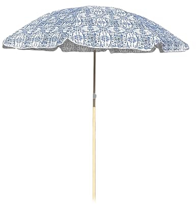 Ombrellone da giardino cinese retrò da 180 cm con inclinazione, piccolo ombrellone da spiaggia portatile esterno, palo in ferro con venature del legno, protezione UV UPF50+