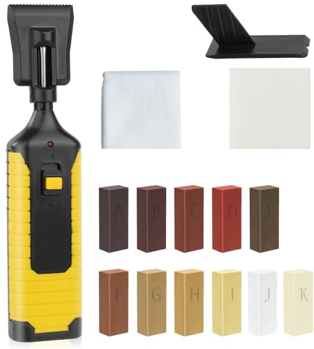 ACWOO Laminat Reparaturset, 11 Farben Vinyl Reparaturset mit Schmelzwerkzeug, Holz Vinyl Möbel Parkett Reparaturset Hartwachs Reparatur Set, Hartwachs von Kratzern, Flecken, Rissen, Löchern