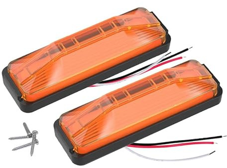 2PCS 4 Inch 18 LED 12V-24V Truck Trailer Tail Brake Light Front Rear LED Side Marker Lights Clearance Indicator Lamp Perfect Sealed Waterproof Surface Mounted LED Marker Light (2pcs amber led bulbs)