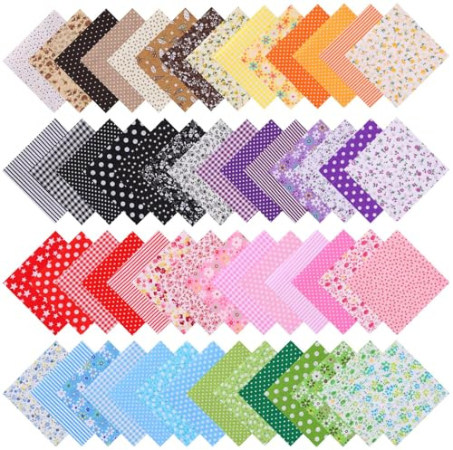 ANNASAMDO 56 Stück Baumwollstoff, Patchwork Stoffe, 25 x 25 cm Quadrate Stoffe zum Nähen, 100% Baumwolle Baumwolltuch für DIY Handgemachtes Schnittmuster, Basteln, Handwerk