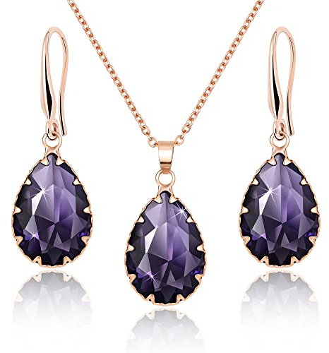 Linawe Schmuck Set, Brautschmuck Hochzeitsschmuck Braut Jewellery, Damenohrringe Ohrringe Hängend und Anhänger Kette Halskette Damen, Erhältlich in Silber, Gold und Roségold