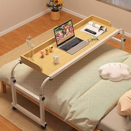 Höhenverstellbarer Stehtisch mit Rollen, lange Schreibtisch-Tabletts für Betten, Rollbett-Schreibtisch für mobile Workstation