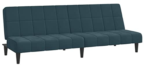 HETFTJN Recamiere Sofas Wohnzimmer Couch Lounge Sofa - Schlafsofa 2-Sitzer Blau Samt für Jugendzimmer Büro Schlafzimmer Sitzzimmer