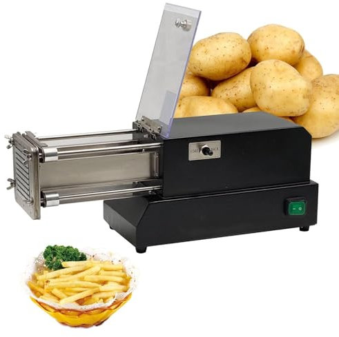 Electric French Fry Cutter, Stainless Steel Potato Chipper - Professional Commercial and Household Potato Slicer for Potatoes, Onions, Carrots