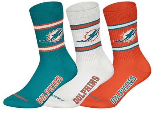 NFL MIAMI DOLPHINS 3-teilige Rundhalssocken - TEL/WHT/ORG - 43/46