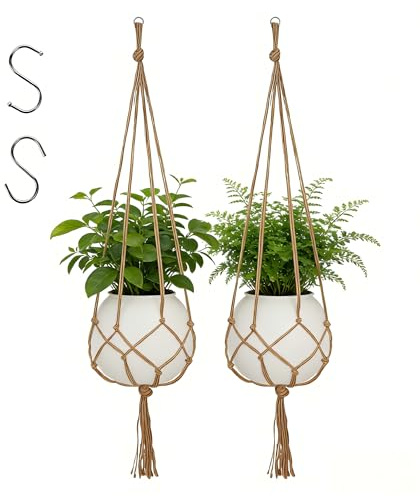 Bamworld Pots de Fleurs à Suspendre pour Balcon et intérieur, jardinière Murale avec macramé, Suspension Plante décorative, Pot de Fleur Suspendu extérieur Jardin, Jardiniere Balcon