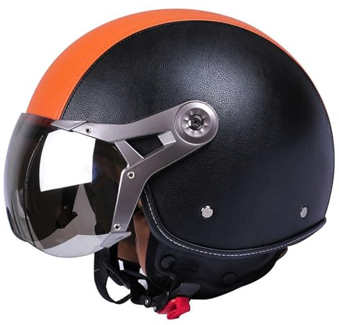 Retro 3/4 Motorcykelhalvhjälm – Vuxen Årlig Krockskyddad Scooterhjälm Med Solkrage, ECE/DOT-certifierad, Unisex.(5,XL(58-60cm))