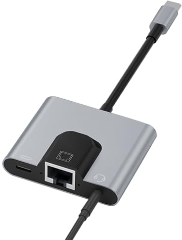 Wiboie Adaptateur Ethernet USB C | Chargeur de câble Gigabit | Prise Jack 3,5 mm pour écouteurs et Ordinateur Portable - Prend en Charge Les appels vocaux | pour Ordinateur, téléphone, Voyage, Maison