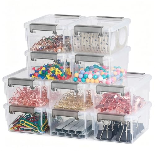 Kerhouze 10er-Pack 500ML Aufbewahrungsboxen mit Deckel, Kleine Boxen, 13.5 × 9.8 × 6 cm, Ideal zur Aufbewahrung von Schrauben, Nägeln, Haarklammern, Gummibändern und Wattestäbchen