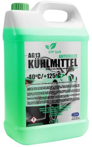 DTP-SOFT Kühlerfrostschutz Grün AG13+ 5 Liter – Kühlmittel bis -40°C, Frostschutz Auto - Motorkühlmittel mit Korrosionsschutz, für PKW LKW und Nutzfahrzeuge