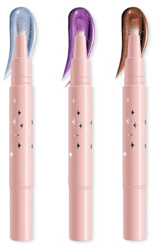 3Pcs Ombretto liquido in Stick, Matita Ombretto Rotante Lunga Durata e Impermeabile, Altamente Pigmentato e Finitura Metallica, Trucco Occhi Senza Rughe, Vegan