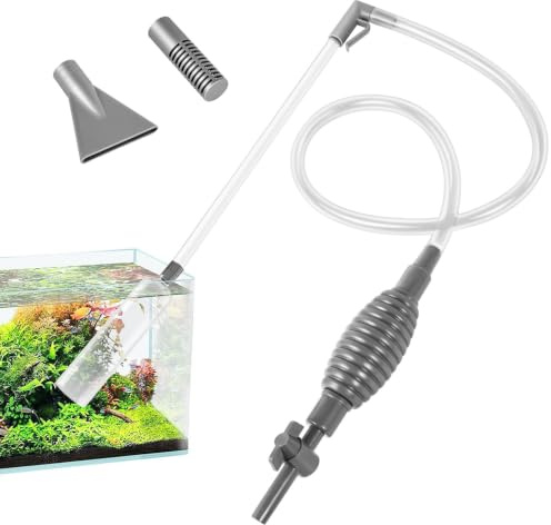 Hshenjhu Sifonador Acuario, 1,7 m Limpiafondos Aspirador para Acuario | Limpiador para Agua, Limpiador de Arena, Limpiafondos de Cisterna para Cambios de Agua de Acuarios, Limpieza de Grava y Arena