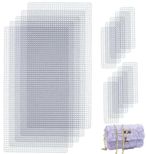 5 Set di Fogli Rete Plastica per Borsa all'Uncinetto, Griglia 0.2, Forniture per Artigianato Fai da Te, Tela Bianca per Ricamo e Punto Croce, Inserti per Borsette e Progetti con Filo Acrilico, 18.7x1