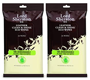 2 x Lord Sheraton Leather Clean & Shine Eco Wipes (24) 100% Biodegradable