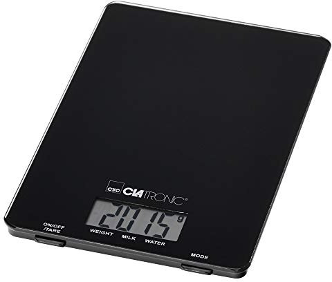 Clatronic KW 3626 Báscula de Cocina Digital, 5 kg Pasos 1 g, función Tara, Negro