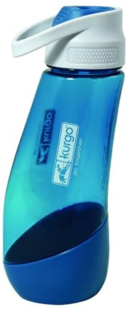 Kurgo Gourd - Botella de Agua y Cuenco de Viaje para Perros, 2 en 1, Botella y Cuenco Portátil para Perros, Accesorio de Viaje, Desmontable - 0,7 L - Azul