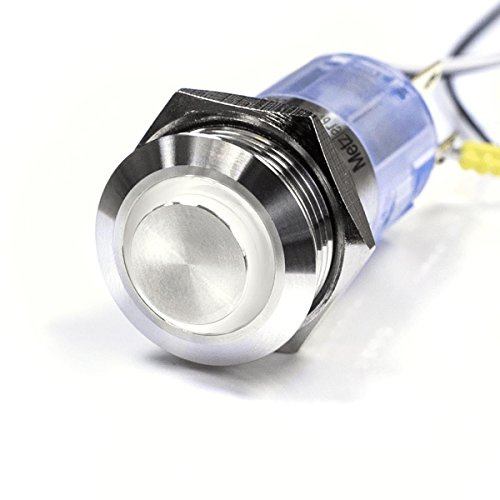 Metzler® LED-Druckschalter mit Ringbeleuchtung und rostfreiem Edelstahl IP67 Weiß 16mm Einbau tastbar vandalismussicher für Auto Boot Modellbau 10 JAHRE ERSATZTEILVERFÜGBARKEIT