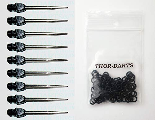 THOR-DARTS ®™ Stahlspitzen Wechselspitzen Converter (schwarz-Silber, 9 Stück / 3 Set)