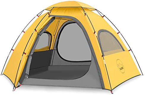 KAZOO Outdoor Family Tent Durable Lightweight, Waterproof Camping Tents Easy Setup, Beach Screen Tent Sun Shade 3 Person (Yellow)