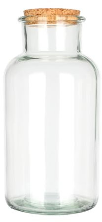 Magic Season Bottiglie decorative in vetro con tappo in sughero, 500 ml, bocca larga, rotonde, 1 pezzo