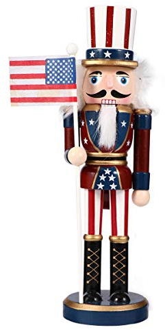 Amosfun Wooden Soldier Nutcracker Christmas Wood Ornaments Nutcracker Figurine Christmas Table Decoration for Home Party Favors, 25x7x7cm