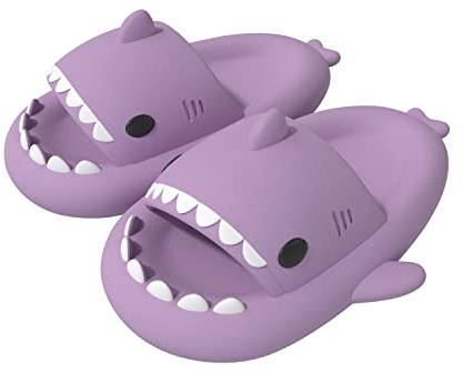 ChayChax Femme Homme Enfant Claquettes De Requin Été Shark Slides Slippers Antidérapante Chaussures De Piscine Plage Chaussons De Bain，Violet，42/43 EU
