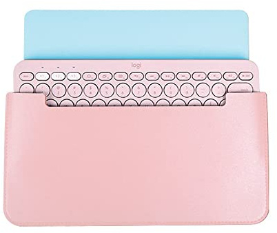 Hosoncovy PU Leather Portable Keyboard Carrying Case Storage Bag Travel Case Dustproof Protective Case for Logitech K380 Multi-Device Bluetooth Keyboard (Pink)