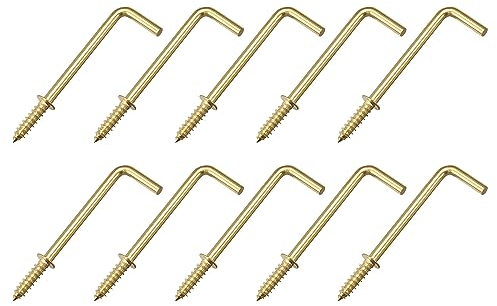 METALLIXITY Screw Hooks for Hanging (70mm/2.76) 10Pcs, Ceiling Hook Metal L Shape Hooks - for Hanging Outdoor, Cup Hooks, Bathroom Kitchen Wall Furniture Connection