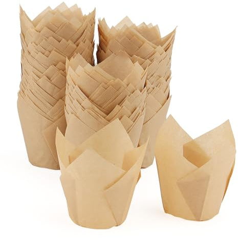 JAPCHET Lot de 400 caissettes en papier de cuisson pour muffins, cupcakes, muffins, emballages pour muffins pour mariages et anniversaires Marron