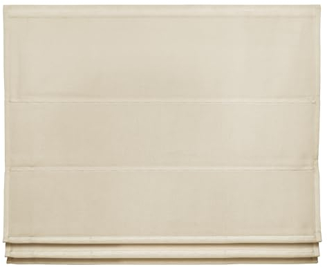 Easydeco - Faltrollo mit Stäben, Leinen, Easyfix-Option ohne Bohren, Beige, 45 x 180 cm