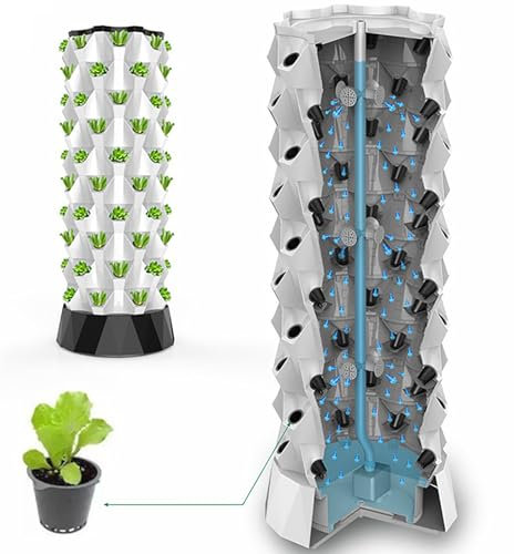 Hydroponic Tower Growing Sytem,10-Layer Hydroponics Growing System,Column Dai Pei Planting System,Easy To Install,Suitable for Rooftops, Balconies, and Greenhouses