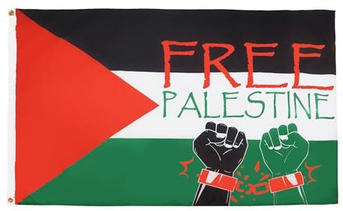 AZ FLAG - Free Palestine With Handcuffs Flag - 3x5 Ft - 100D Polyester Palestinian Banner with Two Metal Grommets - Fade Resistant - Vivid Colors - 3' x 5' Feet - 150x90 Cm