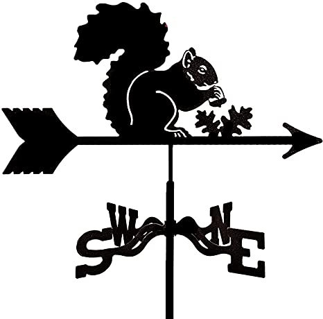 ANCNA-U Weathervane Stainless Steel Squirrel Weather Vane Garden Wind direction indicator with Roof Mount, Metal Decorations for Outdoor Roof Farm Yard