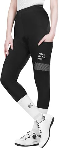 INBIKE Pantaloni Ciclismo Donna con Tasca con Fodello 3D Pantaloni Ciclista Donna con Bretelle Pantaloni Bici da Strada Pantaloni MTB Asciugatura Rapida Traspirante,M