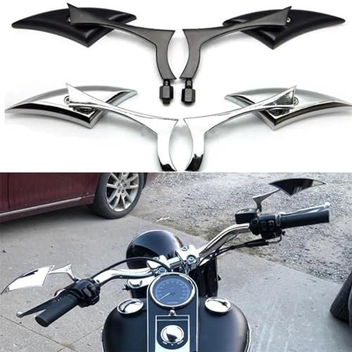 Motorradroller Spiegel Für Cruiser Bike Für Chopper 1 Paar Universal 8 10mm Speer Klinge Seite Spiegel Aluminium Legierung Motorrad Bar End Rückspiegel Motorradspiegel(Farbe:Silber)