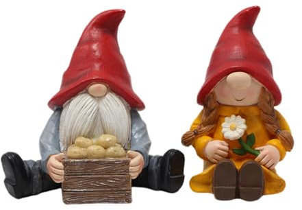 Couple de Nain de Jardin en Résine Créative Statues De Couple De Nain De Jardin Ornement De Nain De Jardin Statue Nain de Jardin Imperméable Mini Figurines de Nains pour Patio Jardin Maison