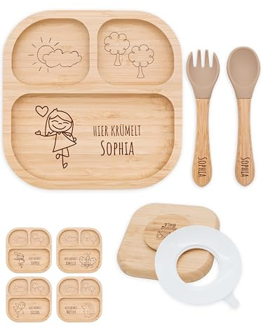 Bärenfreunde® - Personalisierter Teller Mit Saugnapf - Praktisches Beikost Zubehör Mit Namen - Baby Teller Rutschfest - Personalisierte Geschenke (Mädchen)