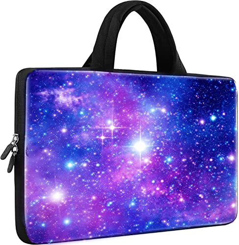 Mibbxea 15–15,4 tums laptopväska fodral sleeve, neoprenväska för dator, Chromebook, Ultrabook, notebook-portfölj med handtag, kompatibel med Dell HP Lenovo ASUS Acer (lila stjärnhimmel)