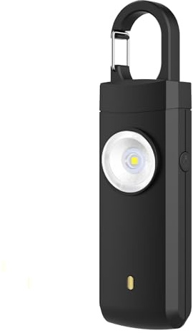 Lancoon Persönliche Sicherheit Alarme Selbstverteidigung mit LED-Taschenlampe 130dB Laut Notfall Sicherheitsalarmgerät für Frauen Kinder Ältere Männer Schlüsselbund Wiederaufladbar Schwarz