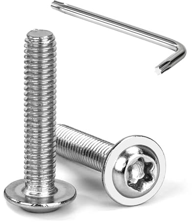 Tunejoy M6 x 30 mm Tornillos de Cabeza Alomada Torx con Brida Tornillo de Cabeza Hexagonal de Acero Inoxidable A2 V2A Tornillos Máquina con T30 Allen Rosca Completa 20 Piezas