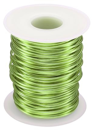 QUARKZMAN Alambre de Bonsái de Aluminio Anodizado en Rollo de Entrenamiento de 1.5Mm/15 Gauge de 30M de Longitud Alambre de Bonsái Flexible para Jardín, Paisajismo, Plantación, Verde Hierba