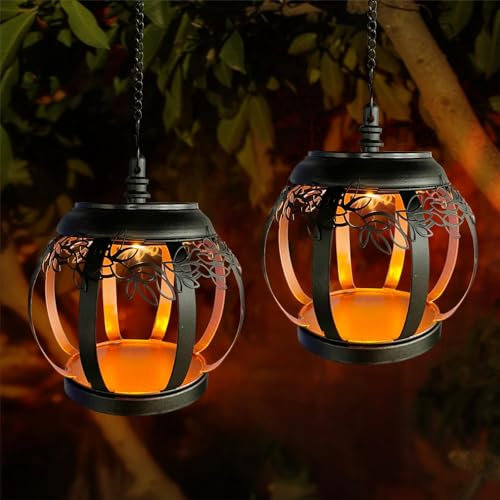 Farolillos solares exterior, 2 Piezas luces solares led jardin, farolas solar colgantes, lampara solar exterior, decoracion terraza , Jardín, camping outdoor
