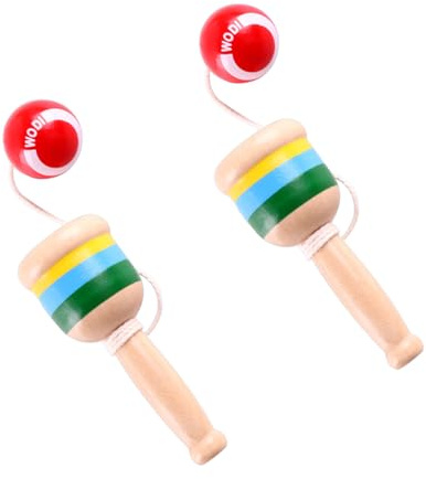 HAICN 2 Stück Holz-Fangball, Mini-Holzkugel-Fangen mit Schnur, Hand-Augen-Koordinationsball, Fangbecher für Lernspiel, Geschenke