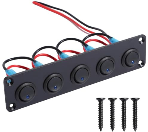 Shengbowi Schalttafel Schalter 5position Auto Kippschalter Panel Blaue Led | Licht für 12v/24v Fahrzeuge RV Yacht Marine Verschiedene Gangvarianten Robust Wasserdicht On-Off