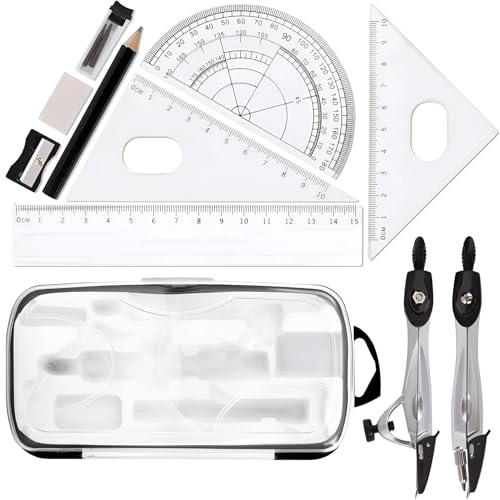 10-Teiliges Set Zirkelminen,Passend FüR SchüLer Ab Zirkel Grundschule 4 Klasse,Mit Box Geometrie Set,2 StüCk Zirkel,Zirkel Faber Castell,Passend FüR Mathe-Sets,LernzubehöR,Zeichnen Usw.