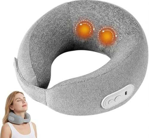 SOONHUA Wiederaufladbares elektrisches Nackenmassagegerät mit Wärme und 2 Modi, tragbares Nackenmassagegerät mit 3D-Tiefengewebe Kneten zur Schmerzlinderung zu Hause, Auto, Büro