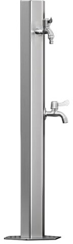 YZWZZXC Fontana da Giardino Esterno, Fontanella a Colonna in Acciaio Inox, con Funzione di Conservazione del Calore e Antigelo, con 2 Rubinetti, per Irrigazione, Lavaggio